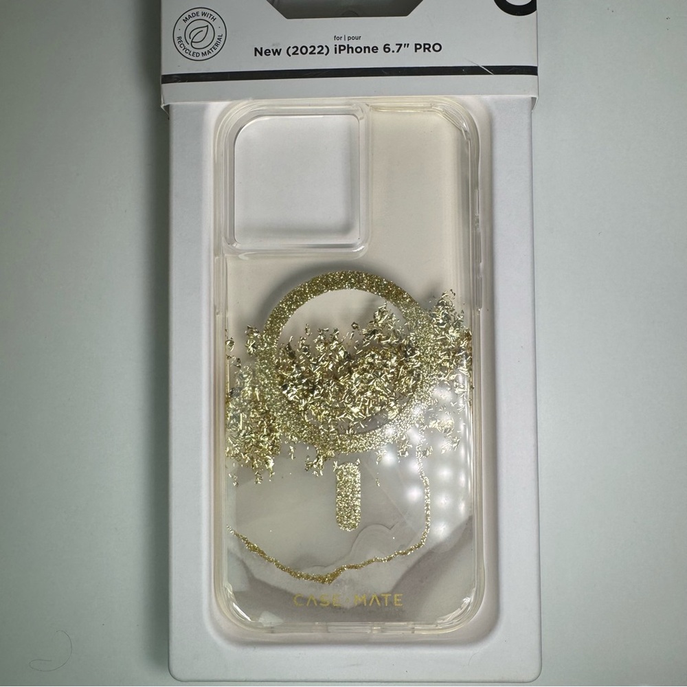 New Mag Safe Case-Mate Gold Glitter iPhone Pro Case 6.7” IPhone 15plus, 14 Plus